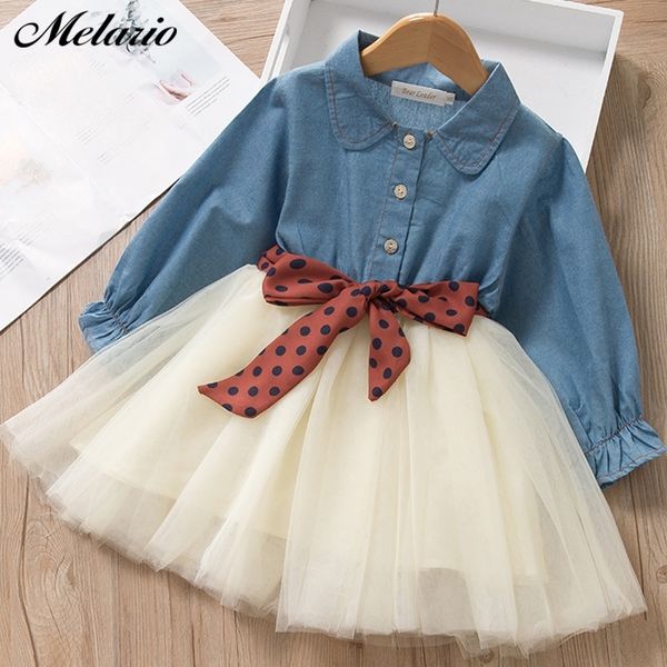 Melario Nouveau Automne Hiver Nouveau-Né Cowboy Robe Bébé Bébé Léopard Imprimer Vêtements Robe Pour Fille Vêtements Princesse Robes De Fête 201202