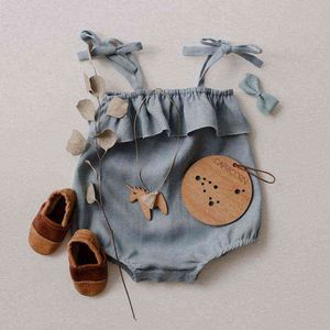 Melario nieuwe zomer baby meisje kleding vintage pasgeboren baby meisje rompertjes 0-2y backless katoen baby meisje uit één stuk jumpsuit zomer G220218