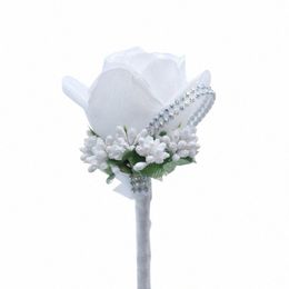 Meldel Corsages de mariage et Boutnieres Roses artificielles Silk Groom Boutnière