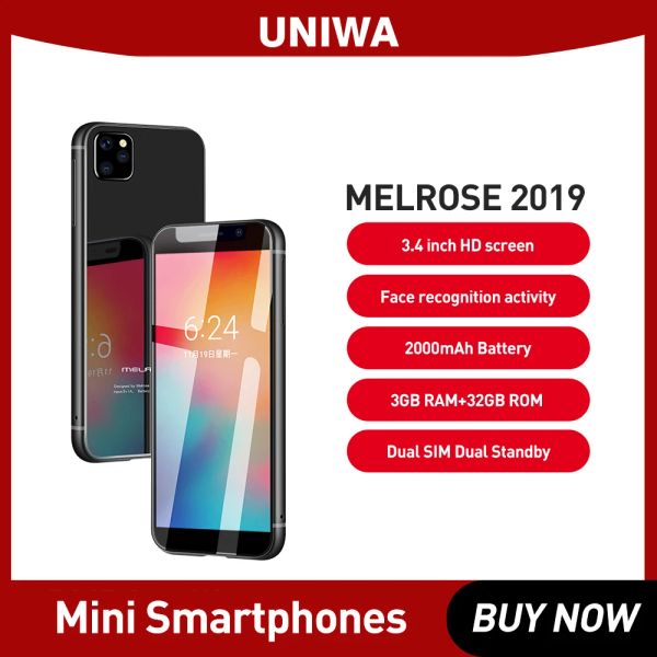 Melrose 2019 Super Mini 4G teléfono Smartphones 3,4 pulgadas Ultra delgado Quad Core teléfono móvil Android 8,1 reconocimiento facial 5MP