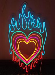 Color de derretimiento Heart Sign Holiday Lighting Home Cool Fashion Decoration Bar Lugares públicos Luz de neón hecha a mano 12 V Super Bright5473589