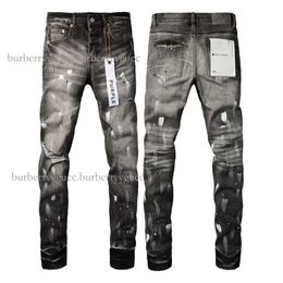 Mem jeans straat modeontwerper paarse mannen zwarte stretch elastische skinny gescheurde jeans knoppen vliegen hiphop merkbroeken jeans voor dames witte zwarte broek