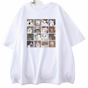 Meme Cats Puzzle T-shirt pour hommes Vêtements drôles Oversize Harajuku Imprimer Street T-shirts à manches courtes Summer Cott Femmes Tops Tees f2Lf #