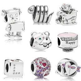 Memnon Sieraden 925 Sterling Bobby Bot Dog Charm Love Dice Charms Asymmetrische Sprankelende Pijl Harten van Liefde Kralen Bear Bead Fit Pandora Style Armbanden DIY 797551NL12