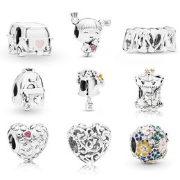 Memnon Jewelry 925 Sterling Classic Flower Arreglo Charm Adventure Bag Charms Blooming Watering Beads Mom Hearts Bead Fit Pandora Style Pulseras Diy 797672