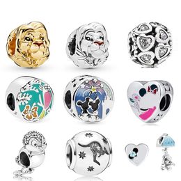 Memnon Sieraden 925 Sterling Zilveren Bird Pave Hearts Charm Kangaroo Charms Lion Beads Mouse Heart Bead Fit Pandora Style Armbanden DIY