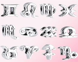Memnon bijoux 925 breloque en argent Sterling hiver étincelant douze série zodiaque breloques perles ajustement P Style Bracelets bricolage pour les femmes cadeau 2951145
