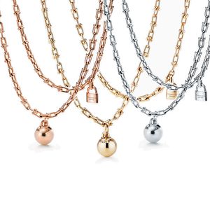 Memnon Jewelry 925 collares de bloqueo de bola redonda de estilo europeo de plata esterlina para mujeres colgante en forma de U collar de cadena regalo para los amantes al por mayor