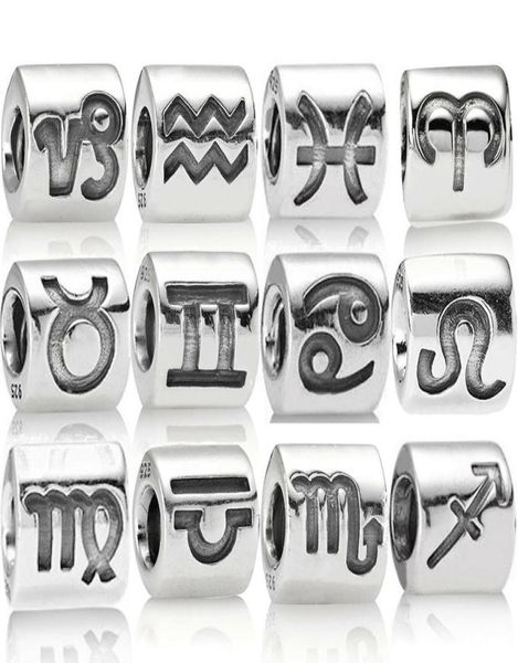 Bijoux Memnon 925 Sterling Silver12 Constellation Lettre Charms Beads Fit P Style Bracelets DIY POUR FEMMES GIED8586594