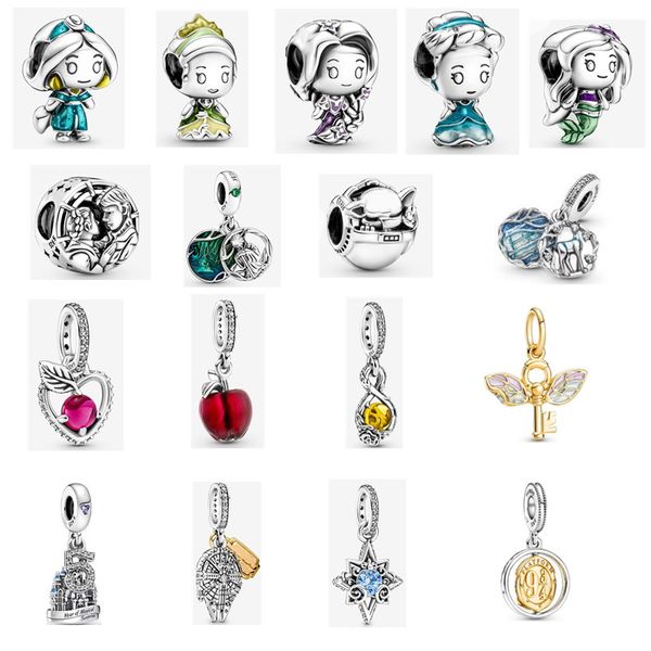 Memnon Bijoux Verre de Murano Pomme Rouge Charms Argent 925 Pendentif Étoile Bleue Charms Château Perles Fit Eurpean Bracelets Colliers DIY Fow Femmes Fine Jewellry