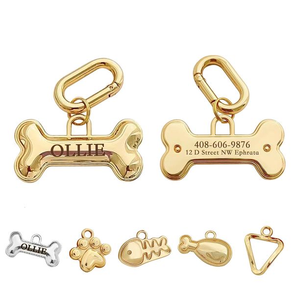 Memopaw Design Personnalized Pet Dog Name Tag Copper Free Graving Antilost Colliers for Dogs Cats NamePlate 240508