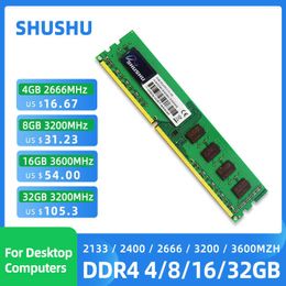 Mémoire Ram DDR4 8GB 4GB 16GB 32GB 2133 2400 2666 3200MHz Mémoire de bureau DIMM DDR4 PC4-17000 21300 25600 19200 Mémoire RAM SHUSHU