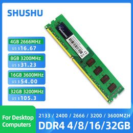 Memoria Ram DDR4 8GB 4GB 16GB 32GB 2133 2400 2666 3200MHz Memoria de escritorio DIMM DDR4 PC4-17000 21300 25600 19200 Memoria RAM SHUSHU