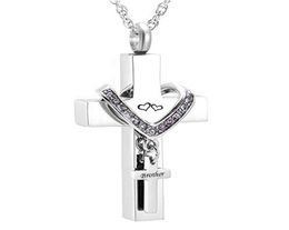 Joyería Memorial Cross de acero inoxidable para hermano Memorial Cremation Ashes Urna Collar colgante Remoleta Urna Joyería3274643