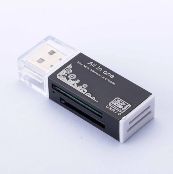 Adaptador de lector de tarjetas de memoria Lectores de tarjetas USB 2.0 todo en 1 para Micro SD SDHC TF M2 MMC