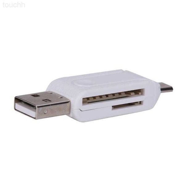 Lecteurs de cartes mémoire 1pc 2 en 1 USB 2.0 OTG lecteur de carte mémoire adaptateur universel Micro USB TF lecteur de carte SD pour téléphone ordinateur portable L230916