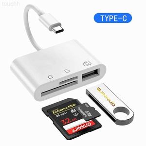 Lecteurs de cartes mémoire Convertisseur Hub multiport 3 en 1 type-c/Lightning vers USB A adaptateur OTG lecteur de carte mémoire TF SD pour Iphone Android et ordinateur portable L230916