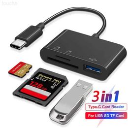 Geheugenkaartlezers 3in1 Type-C Micro-adapter TF CF SD-geheugenkaartlezer USB-C voor Macbook Huawei Samsung OTG-schrijver Compact Flash L230916
