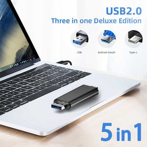 Geheugenkaartlezers 5 in 1 multifunctionele USB 2.0 Type C USB Micro USB SD TF-geheugenkaartlezer voor Android IPhone Computer Dock OTG Type C-adapter L230916