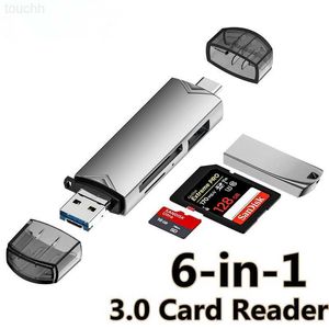 Lecteurs de cartes mémoire 6 en 1 Otg Type C lecteur de carte USB 3.0 Micro SD Mini adaptateur TF USB lecteur Flash convertisseur accessoires de téléphone portable L230916
