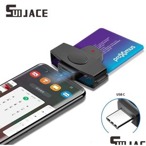 Lecteurs de cartes mémoire Suijace USB Type C Smart Reader ID Banque EMV Electronic Dnie DNI SIM Cloner Connecteur Adaptateur Android Phones Drop D OT7IO