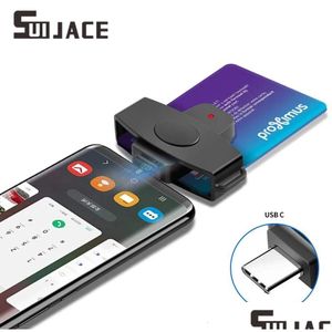 Lecteurs de cartes mémoire Suijace USB Type C Smart Reader ID Banque EMV Electronic Dnie DNI SIM Cloner Connecteur Adaptateur Android Phones Drop D Oteeb