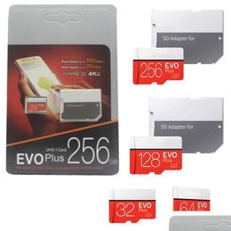 Cartes mémoire Pilotes durs 32 Go 64 Go 128 Go 256 Go Carte SD Evo Plus Class10 Uhs-1Good Microsdxc UHS- Tablette PC TF Appareil photo numérique Smartpho Otdmc