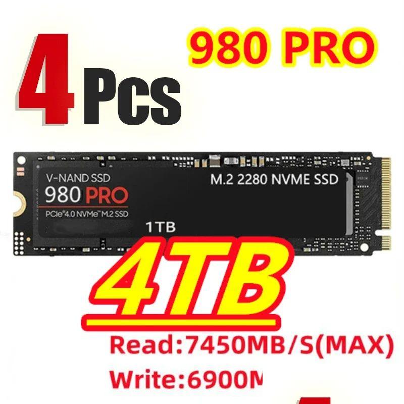 Cartes mémoire Boîtes de pilotes durs 1/2/3/4PCS 4TB 980 Pro SSD NVME M.2 2280 PCLE4.0x 2TB Disque de disque du disque dur à l'état solide interne pour PS5 D Dhoug