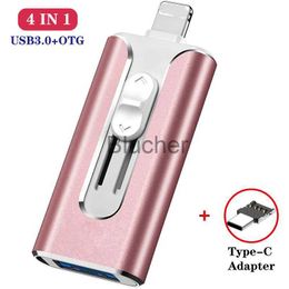 Geheugenkaarten USB Stick 4 IN 1 Metalen USB FlashDrive 128GB OTG Drive 32GB 64GB USB 30 Flash Disk voor iPhone 11 ProXRXS Max USB Memory Stick 256gb 512G x0720