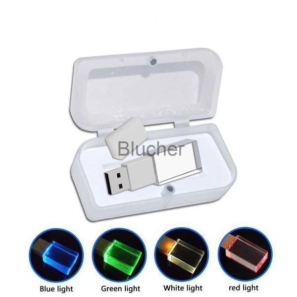 Cartes mémoire Clé USB Nouvelle clé USB Crystal avec lumière LED Usb 20 4 Go 8 Go 16 Go 32 Go 64 Go Cadeaux de photographie Clé USB Clé USB personnalisée x0720