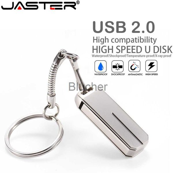 Cartes mémoire Clé USB Acier inoxydable Brand New JASTER Clé USB 64 Go 32 Go Clé USB 16 Go Clé USB étanche Argent Clé USB Cadeau d'affaires x0720