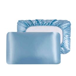 Étui de taie d'oreiller de la bande élastique de mémoire 100% satin de soie couleur solide Sécurité sans fermeture à glissière oreillers oreillers