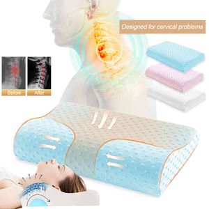 Memory Foam Beddengoed Halsbescherming Langzaam Rebound Gevormd Moederschap voor Slapen Orthopedische kussens 50 * 30 cm 3 kleuren