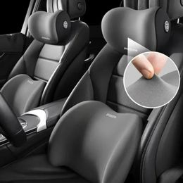 Almohada de cuello para coche de espuma viscoelástica, soporte Lumbar protector para la espalda, cojín transpirable para reposacabezas del coche, alivia el estrés, almohada para asiento de coche