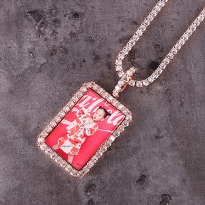 Mémoire de photo carré Médaille Solid Pendant Hip Hop Jewelry Collier
