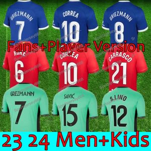 Memphis Soccer Jerseys 22 23 24 Accueil M. Llorente Correa Camiseta Chemises de football Hommes Enfants Griezmann R. Carrasco De Paul Atletico