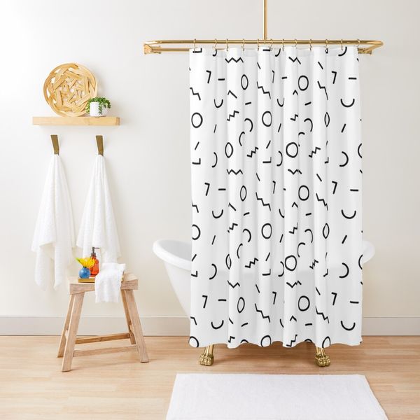 Modèle de style abstrait de style Memphis (noir / blanc) rideau rideau de douche pour les accessoires de salle de bain de bain