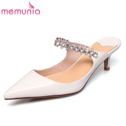 Memunia 2020 Fashion Patent Leather Women Pumps Pointed Teen Crystal Slip On Sexy Thin Heel Casual Party Shoes Woman