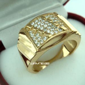 Bague plaquée or jaune 18 carats pour homme CZ Vogue bijoux populaires (TAILLE Q-Z + 5) R211