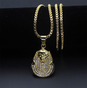 Bijoux africains pour hommes en alliage de zinc/plaqué or 18 carats collier pendentif pharaon égyptien 30 