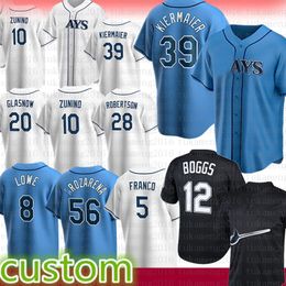 Heren Kevin Kiermaier Wade Boggs honkbalshirt Tampa Bay Wander Franco Shane McClanahan Ford Procto Ren￩ Pinto Randy Arozarena Tyler Glasnow Corey Kluber Yandy Diaz