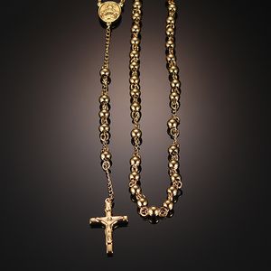 Breloque homme croix jésus collier pendentifs long chapelet perles chaîne acier inoxydable bijoux pour hommes