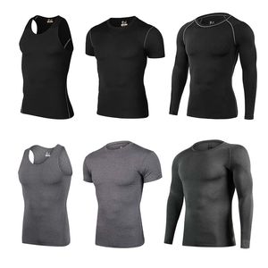 T-shirt respirant pour hommes, hauts de Compression, couche de Base, course à pied, fitness, entraînement