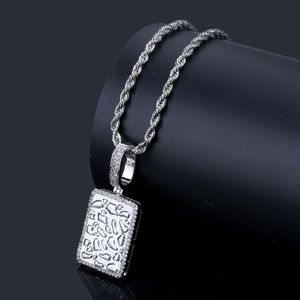 Bijoux Hip hop pour hommes, collier carré en Zircon, pendentif, breloque, chaîne de Tennis en Zircon cubique scintillant, cadeau