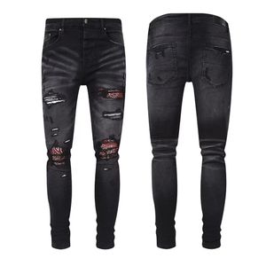 Heren Plus Maat 38 Zwarte Jeanspatches Elastisch Katoen Skinny Fit Been