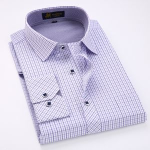 Mannen Regelmatige Contrast Geruite Plaid Jurk Shirt met Links Borst Pocket Lange Mouw Mannelijke Smart Casual Work Office Shirts