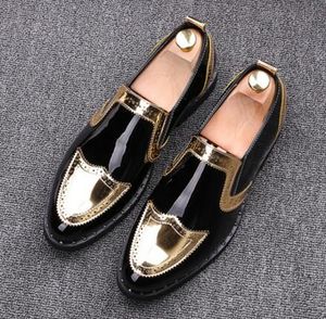 Zapatos para hombres moda dorada de cuero genuino conductora oxfords pisos zapatos para hombres mocasins zapatos italianos para hombres 37-44 ax397