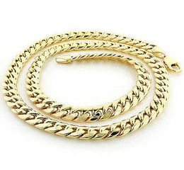 Mannen Stijlvolle 14K YG 925 Silver Miami Cubaanse Curb Link Lobster Lock Chain