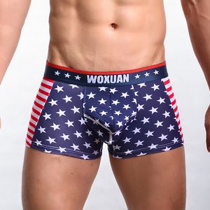 Caleçons pour hommes boxeurs Shorts classique drapeau américain imprimé hommes BoxerShorts coton hommes sous-vêtements Sexy taille basse conception convexe