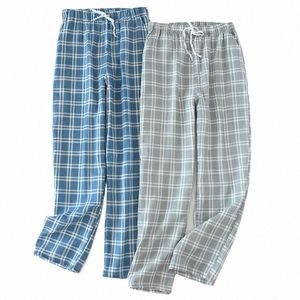 Mannen 100% Cott Gauze Sleepbroek Slaapbroek Heren Pyjama -broek Slaapbodems Sleepwear Pyjama Short voor mannen Pijama HOMBRE J9NF#